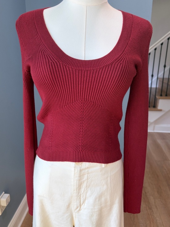 Abercrombie & Fitch Sweaters - Abercrombie & Fitch Burgundy Ribbed Scoop Neck Sweater Top Small
